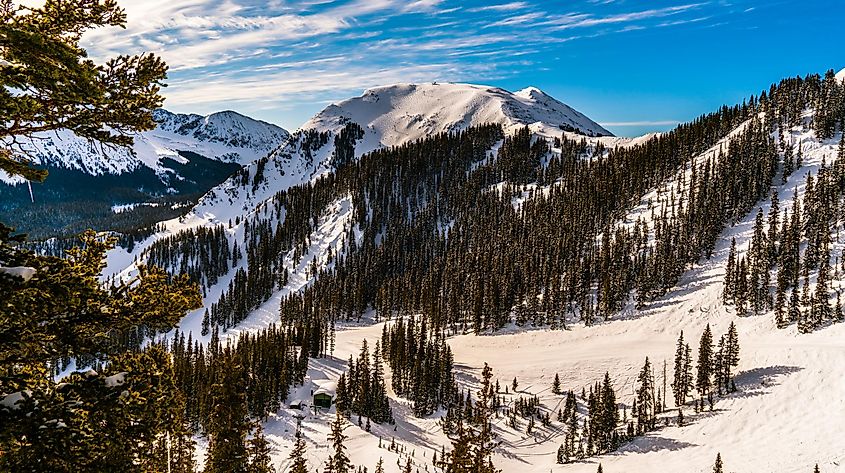 Morning sunshine over Kachina Peak Taos New Mexico 