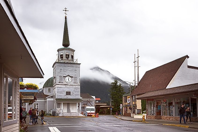 The Cathedral of St Michael Archangel placed at Lincoln and Matsoutoff Streets in Sitka, Alaska.