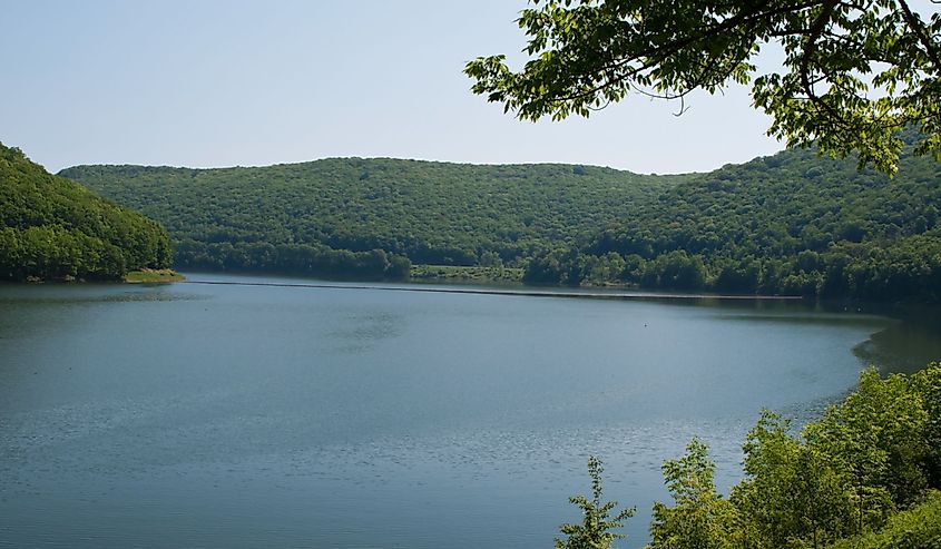 The Allegheny Reservoir in Warren County, Pennsylvania on a clear spring day