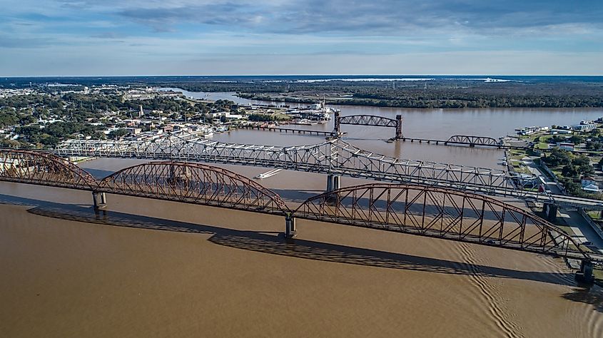 Scenic bridges in Morgan City, Louisiana.