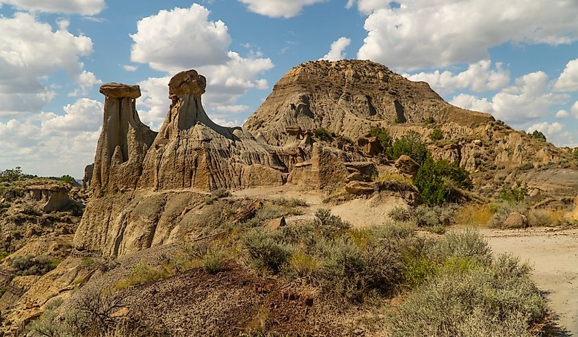 Rock faces in Makoshika State Park, Montana.