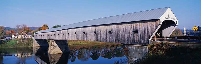 The Cornish-Windsor Covered Bridge connects Vermont and New Hampshire at their borders.