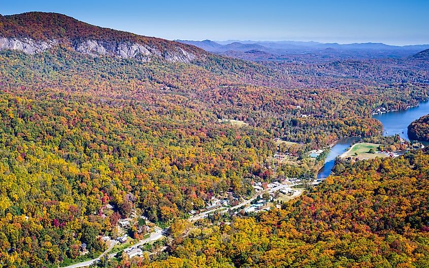 Overlooking Lake Lure, North Carolina in the fall.