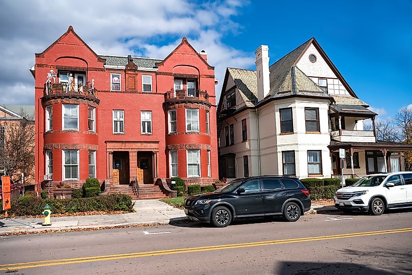 Street with old colorful houses in the historic center of Cumberland in Maryland. Editorial credit: Kosoff / Shutterstock.com