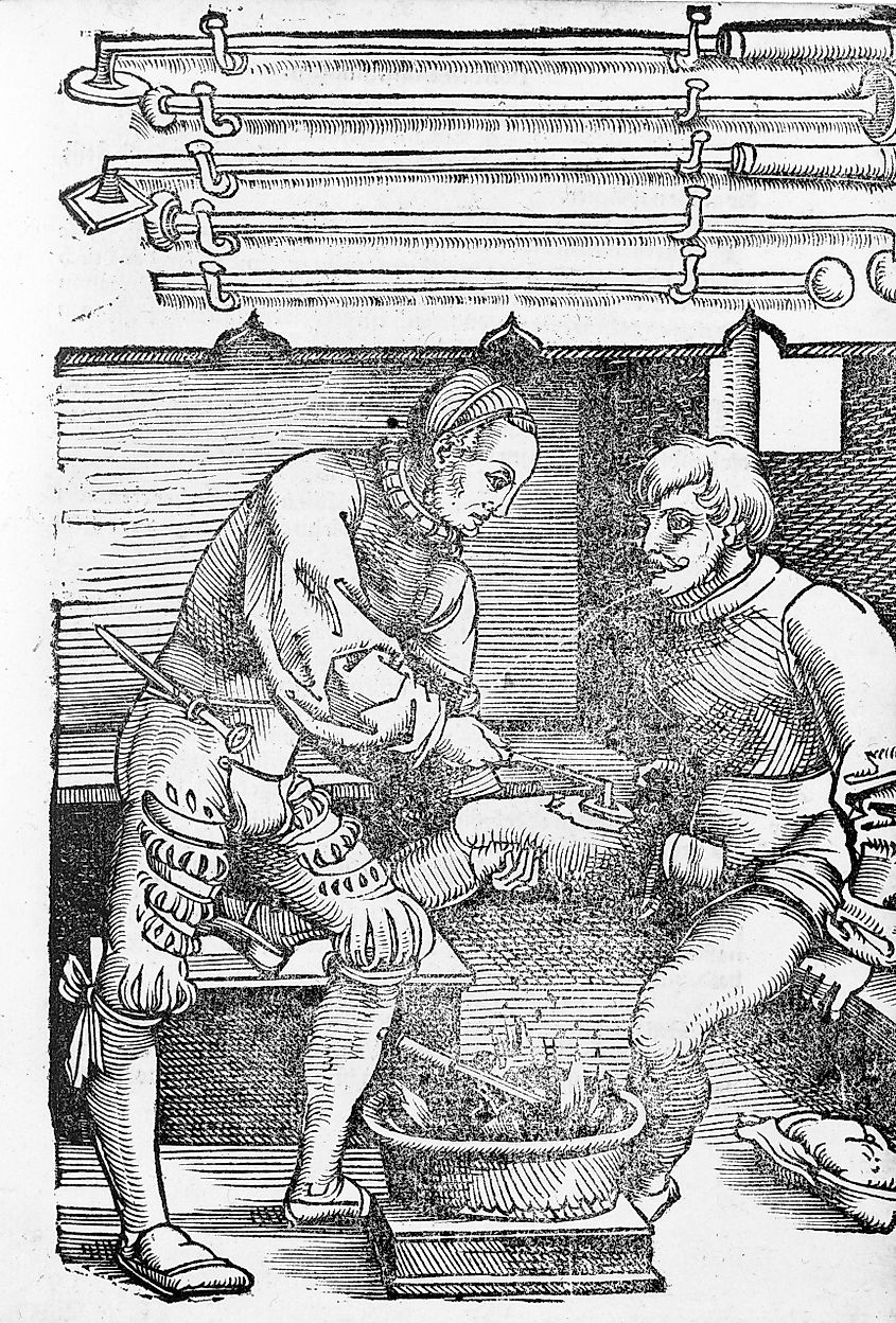 16th century illustration of cauterization