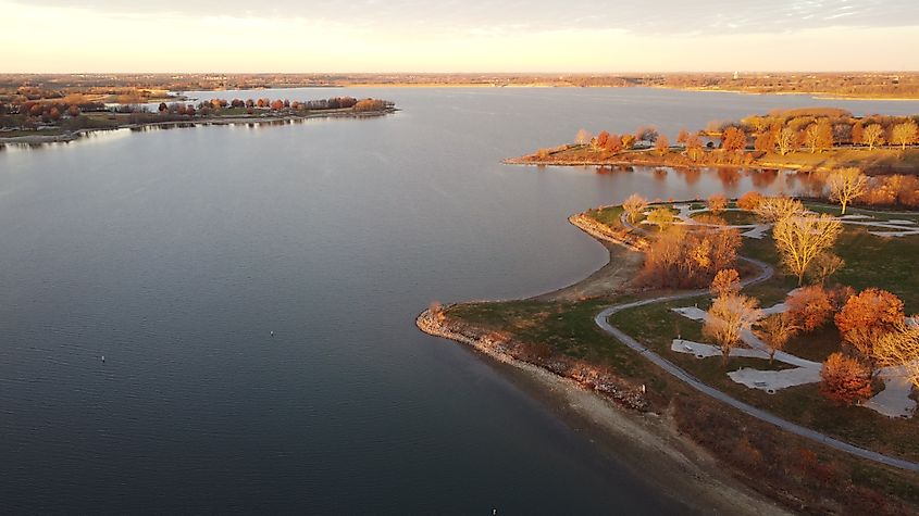 A serene sunrise over Smithville Lake.