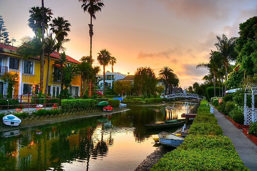 Houses on the Venice Beach Canals in California.