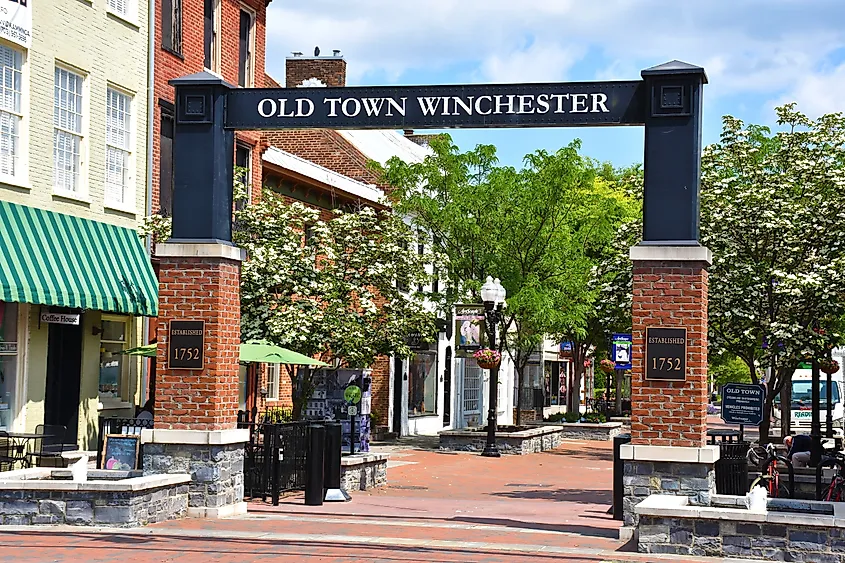 The historic area of Winchester, Virginia