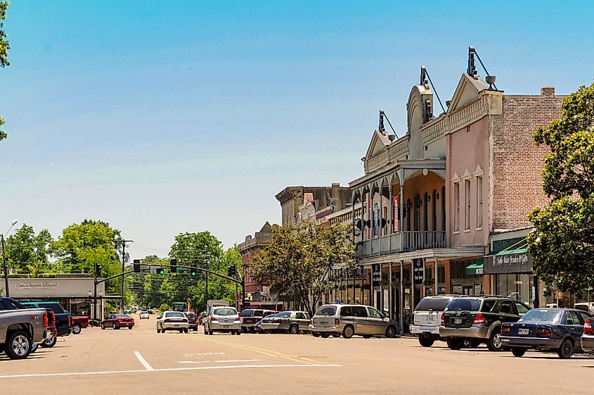 Historical buildings in downtown Canton, Mississippi