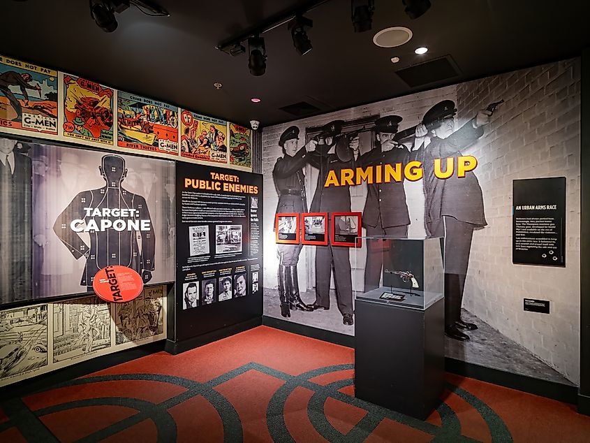 Interior view of the Mob Museum in Las Vegas, Nevada. Editorial credit: Kit Leong / Shutterstock.com