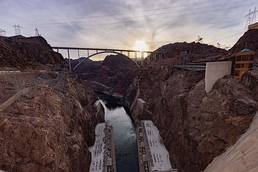 View from the top of the Hoover Dam. 