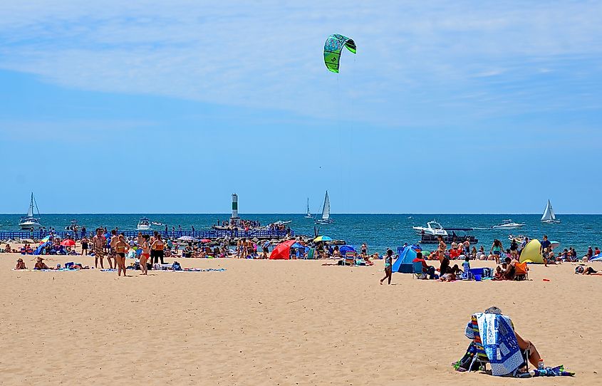 Scenery of Holland State Park, with best known for sugar-sand beaches on Michigan Lake