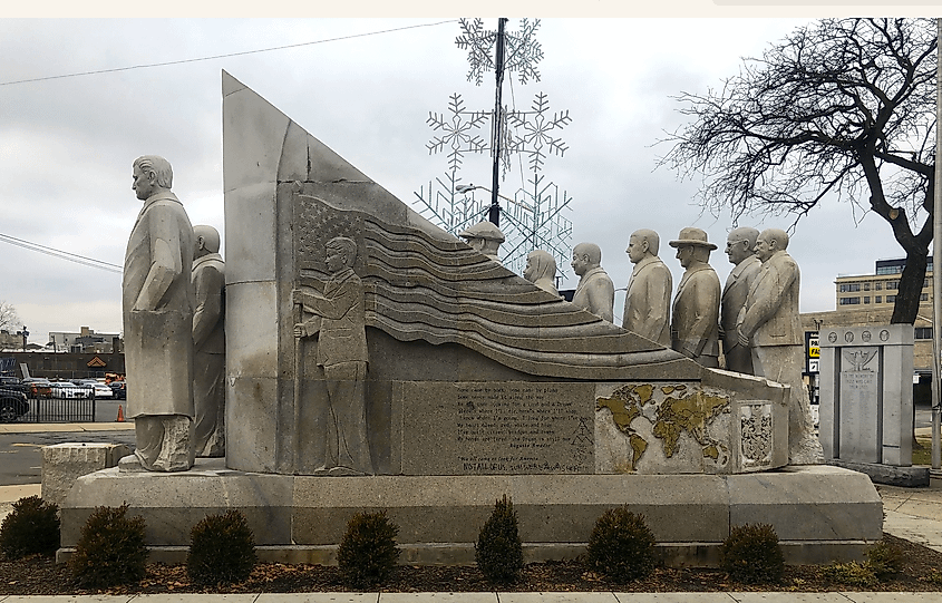 The Ironbound Immigrants Memorial (2018) in Peter Francisco Park