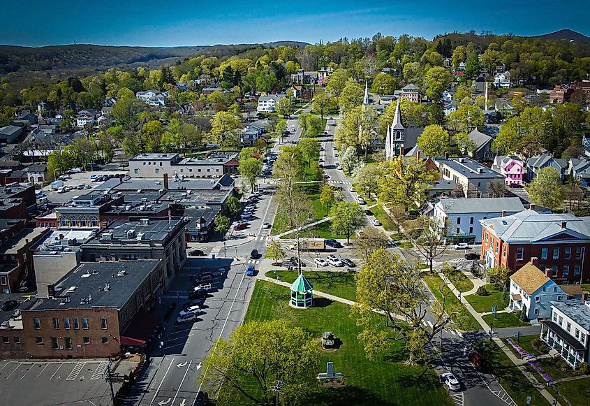 Aerial Shot of the New Milford, Connecticut.