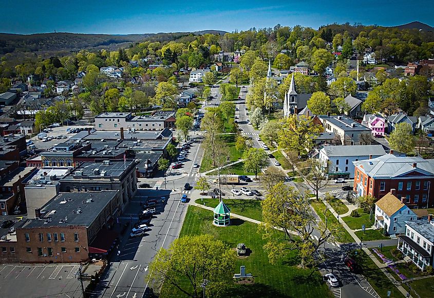 Aerial Shot of the New Milford, Connecticut. 