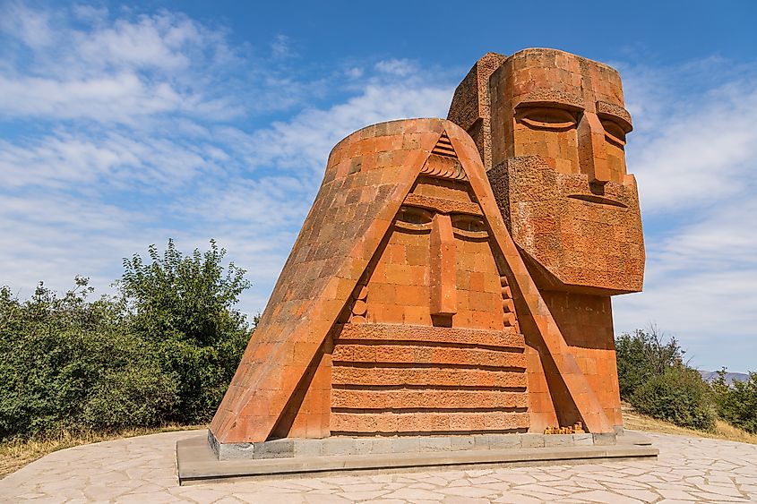 The We Are Our Mountains monument near Stepanakert in Nagorno-Karabakh.
