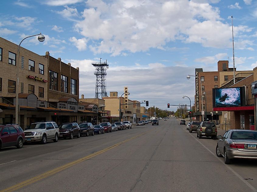 Main street in Williston, North Dakota.