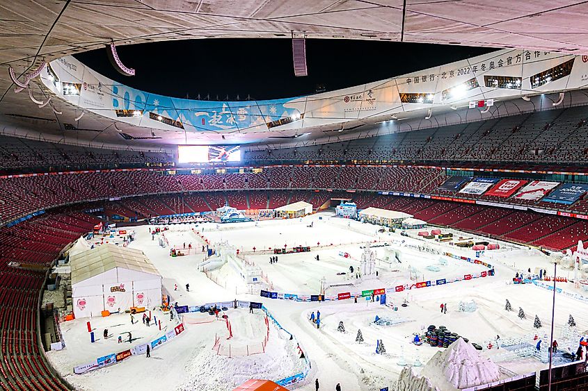 View of preparations for the 2022 Beijing Winter Olympics.