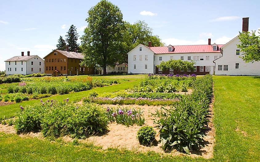 Canterbury Shaker Village and flower gardens, New Hampshire.