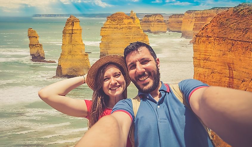 Couple in the Victoria region in Australia taking a selfie.