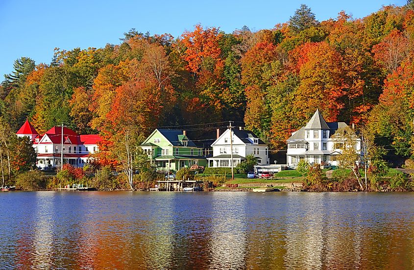 Autumn reflection in Saranac Lake, Adirondacks, New York