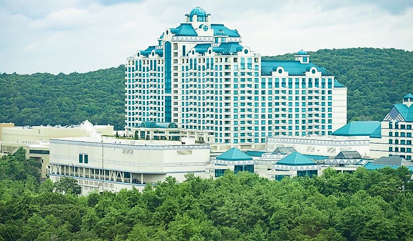 View of the Foxwoods Casino in Mashantucket, Connecticut.