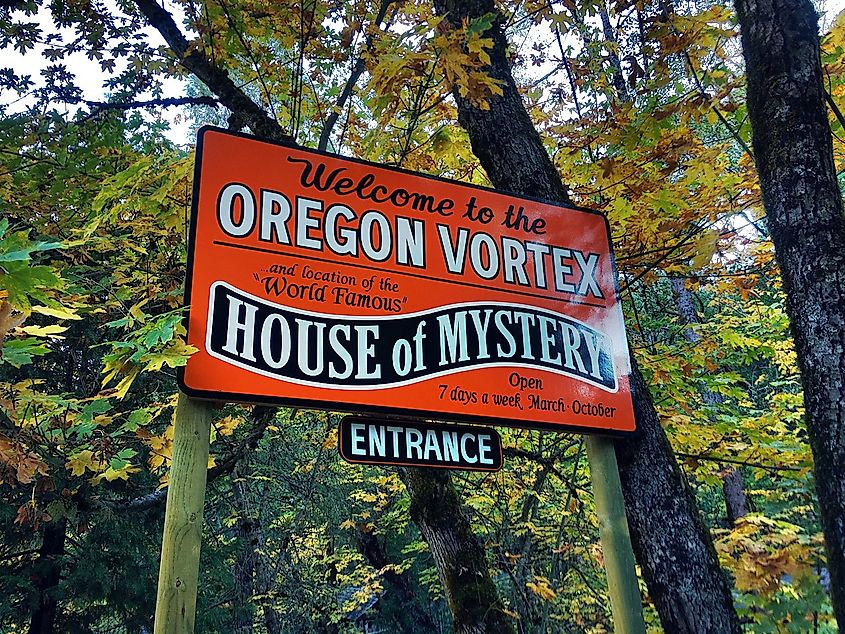 Sign entering the Oregon Vortex.