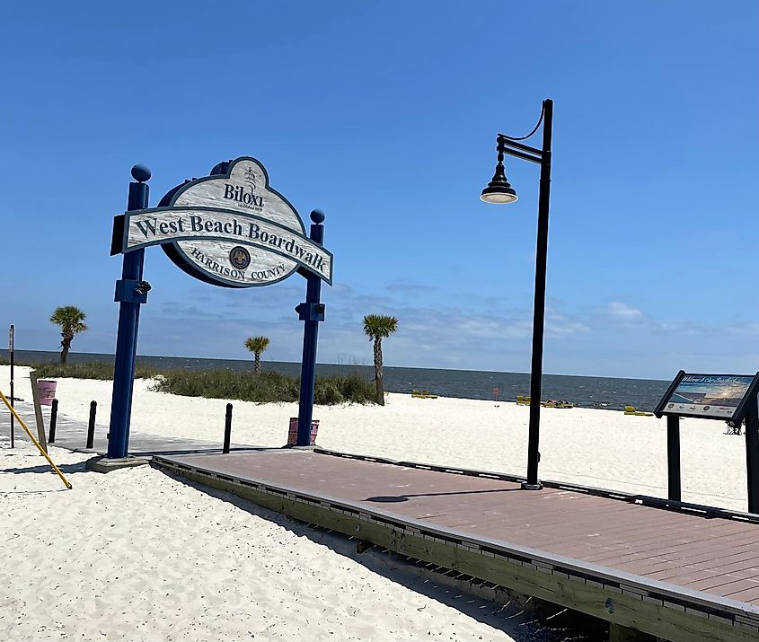 Boardwalk in the beach in Biloxi, Mississippi.