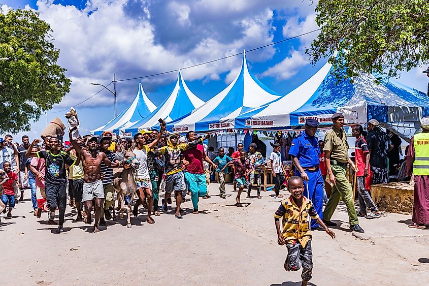 Amu Lamu Islands County Traditional Cultural Festivals Swahili Customs Heritages Old Town Street Coastal Region Kenya.