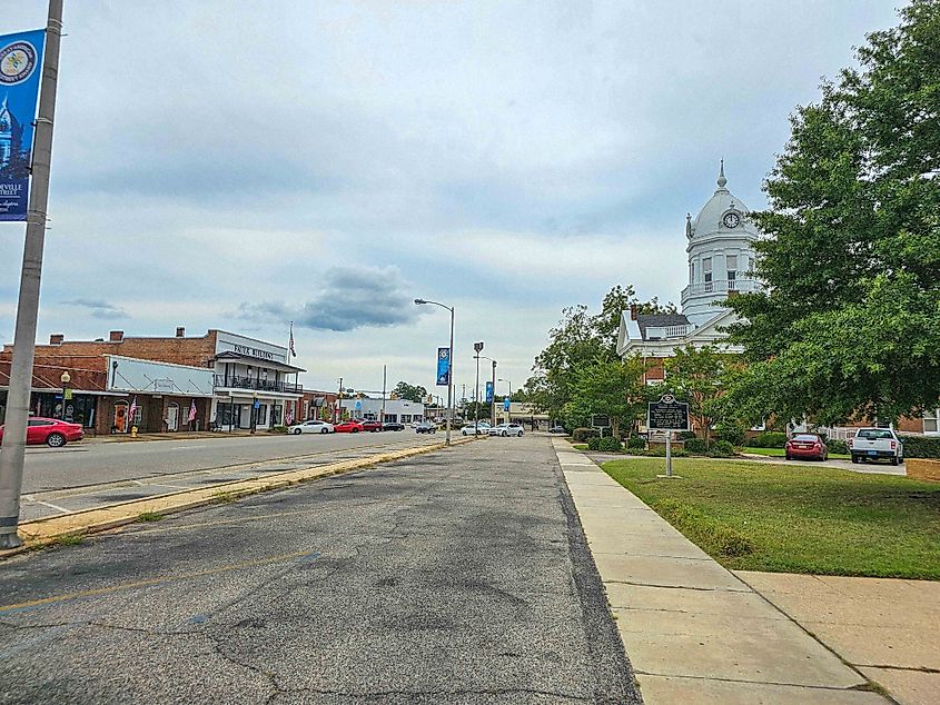 The historic downtown of Monroeville, Alabama.
