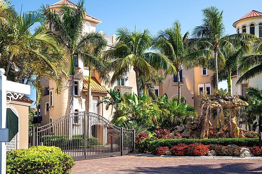 Bonita Springs, Florida town in Collier county with entrance to famous Barefoot Beach