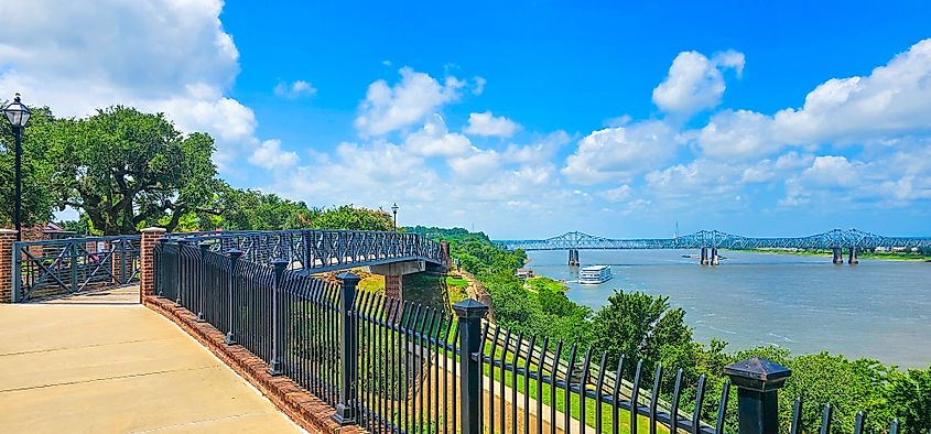 Riverwalk along the Mississippi River in Natchez, Mississippi.