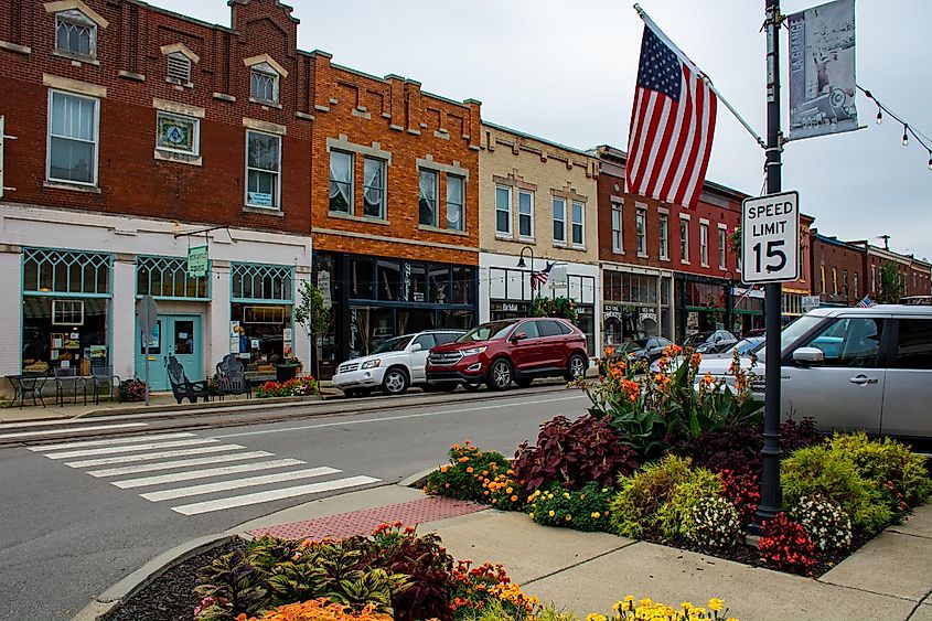 Row of Victorian-era buildings on Main Street, La Grange, Kentucky.