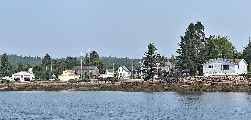 Winter Harbor waterfront view in Maine