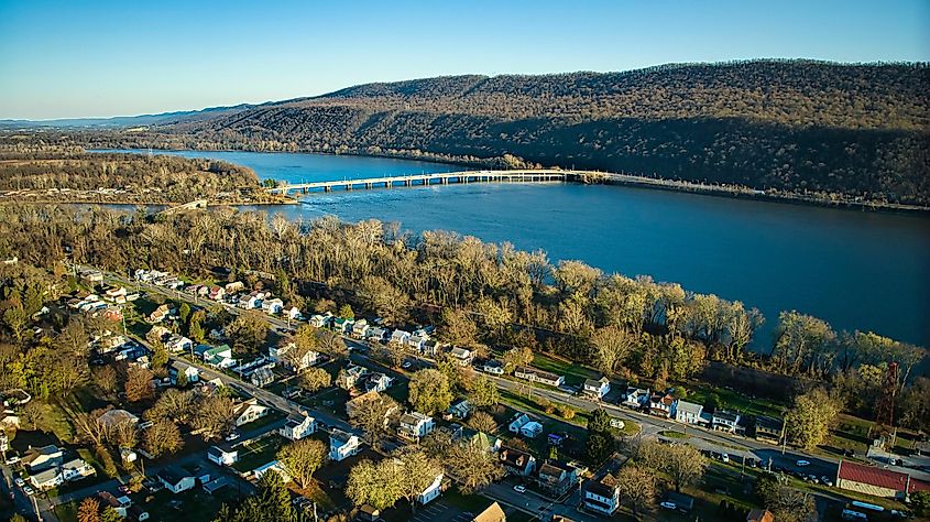 Clarks Ferry Bridge across the Susquehanna River near Duncannon, Pennsylvania.