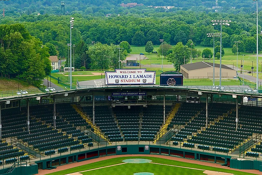 The Howard J. Lamade Stadium is the site of the annual Little League World Series of baseball in Williamsport, Pennsylvania, USA