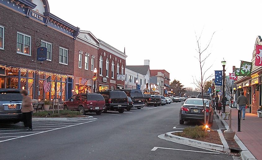 Second Street in downtown Lewes, Delaware.
