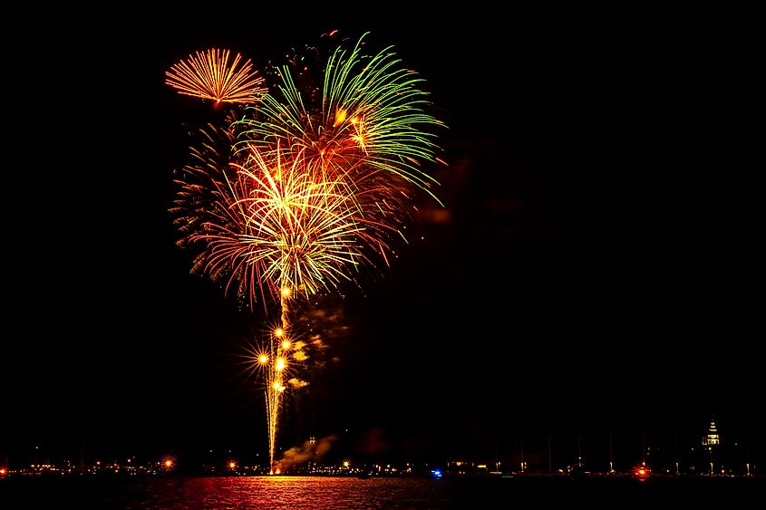 Fourth of July fireworks over Annapolis, Maryland.