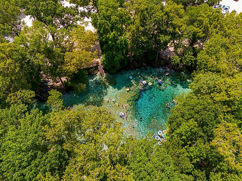 Aerial photo of Ginnie Springs near High Springs, Florida