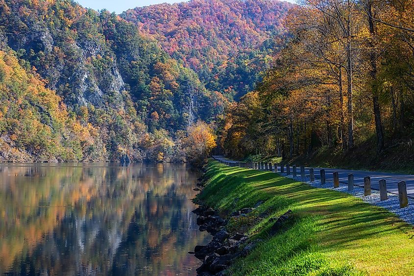 Fall colors along the Watauga River.