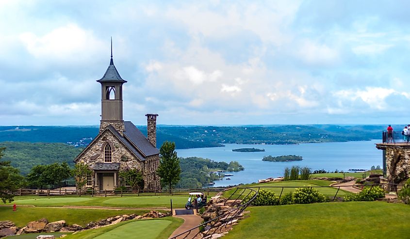 Stone church at top of the rock in Branson, Missouri