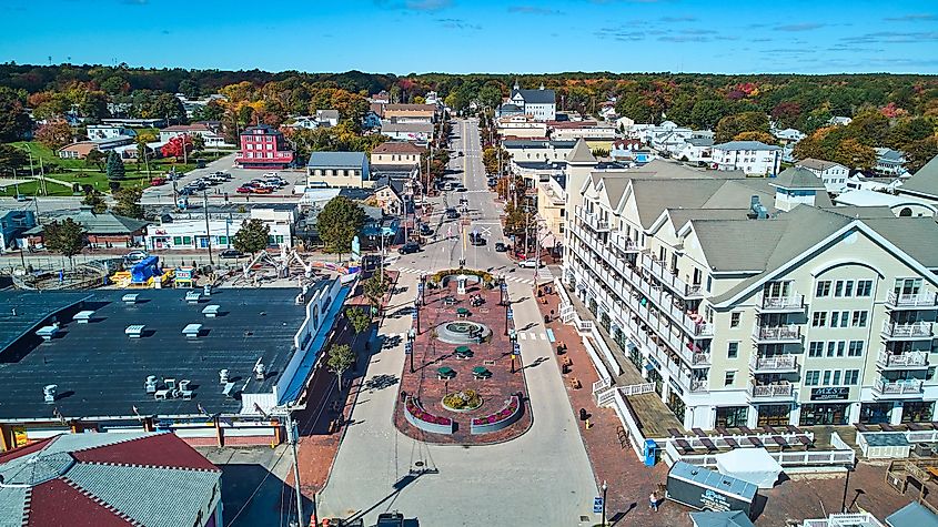 Downtown area of Old Orchard Beach in Maine.