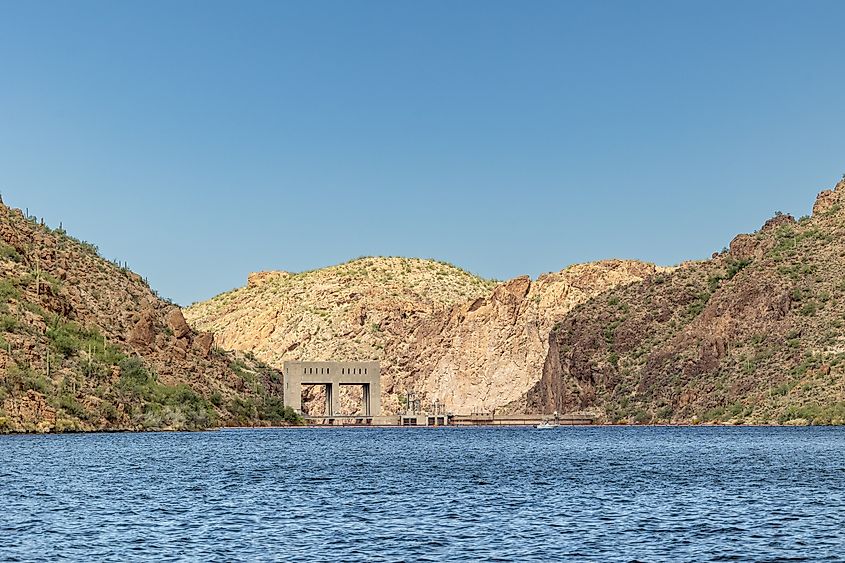 A dam on Canyon Lake, Arizona.