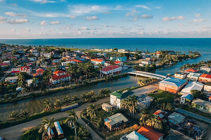 Aerial photos of the coastal Garifuna town of Dangriga, Stann Creek, Belize. Source: Shutterstock