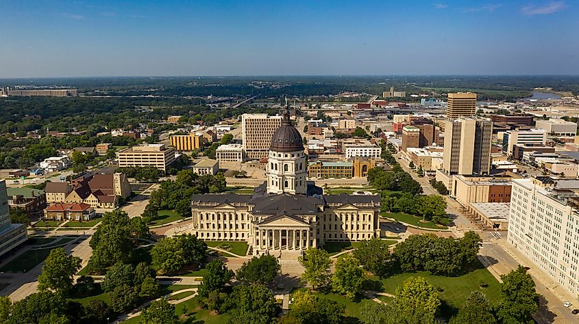 Aerial view of Topeka, Kansas.