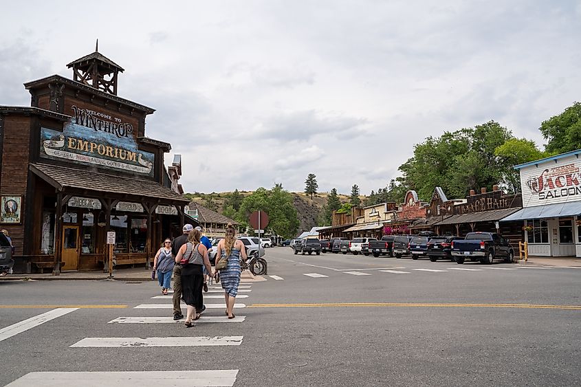 Street view of downtown Winthrop, Washington
