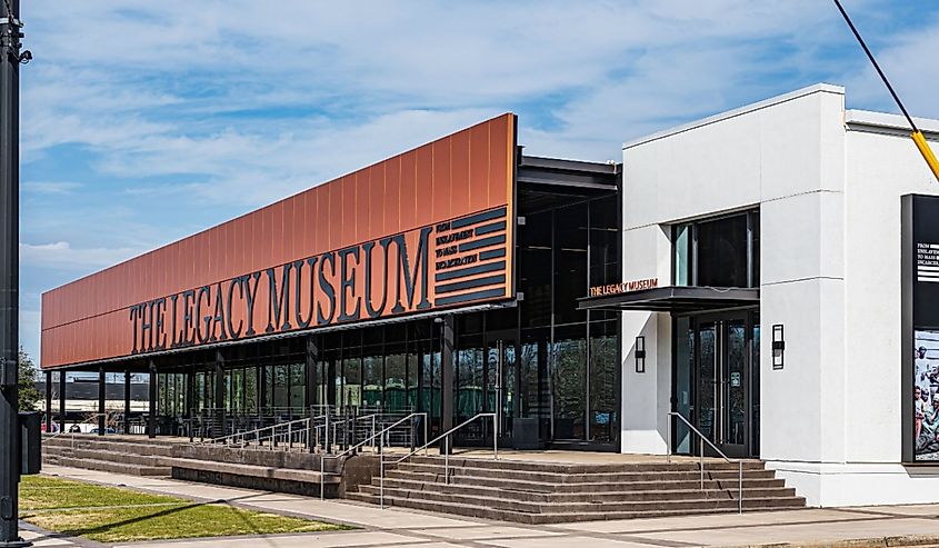 Entrance to the Legacy Museum: From Enslavement to Mass Incarceration in the entertainment district of downtown Montgomery.