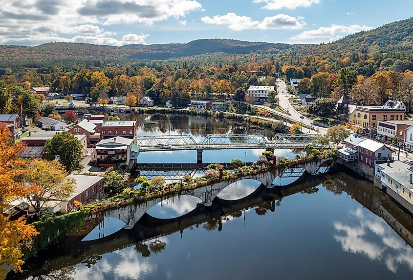 Overlooking the Bridge of Flowers in Shelburne Falls, Massachusetts.