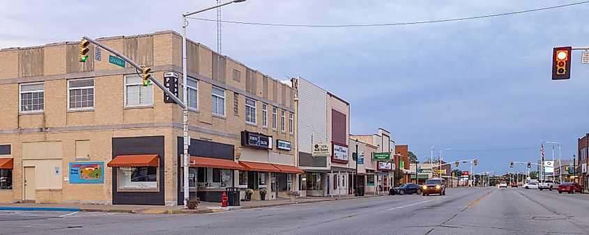 The old business district on Graham Avenue in Pryor, Oklahoma. Editorial credit: Roberto Galan / Shutterstock.com