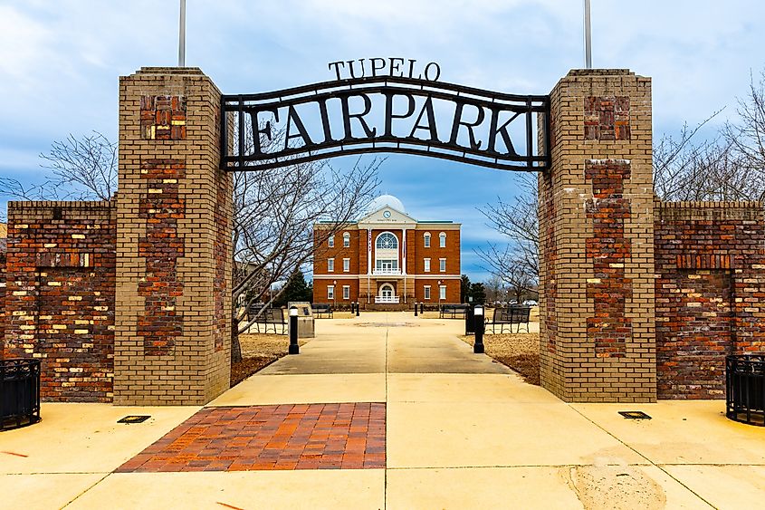 Fair Park in front of Tupelo City Hall in Tupelo, Mississippi. Editorial credit: Chad Robertson Media / Shutterstock.com